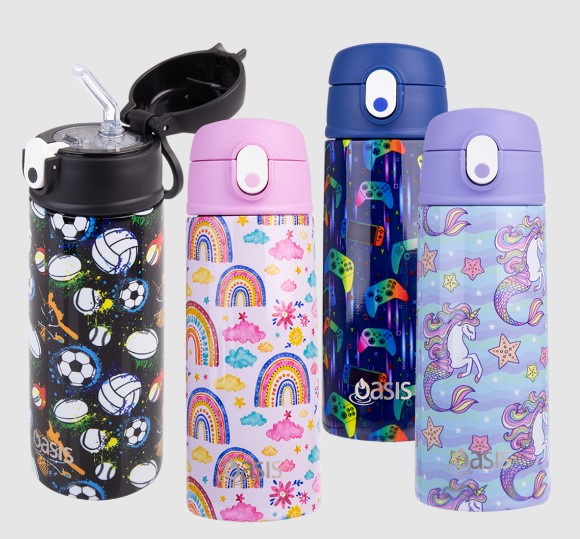 Kids Drink Bottle With Sipper 400ml Outer Space, Oasis